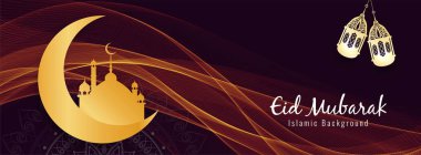 Soyut Eid Mubarak İslam banner tasarımı