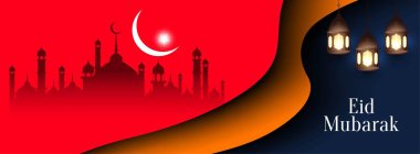 Soyut Eid Mubarak dekoratif banner tasarımı