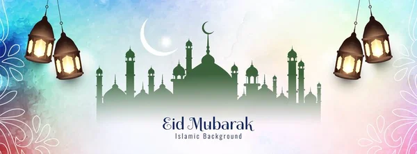 Eid Mubarak decoratieve spandoekontwerp abstract — Stockvector