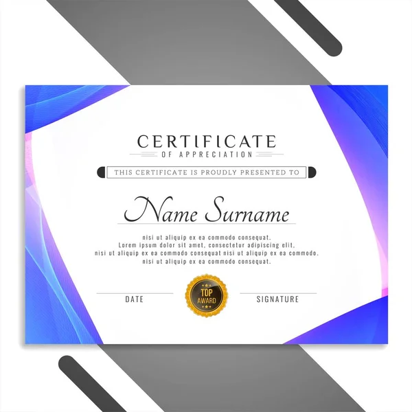 Abstract certificate template design — Stock Vector