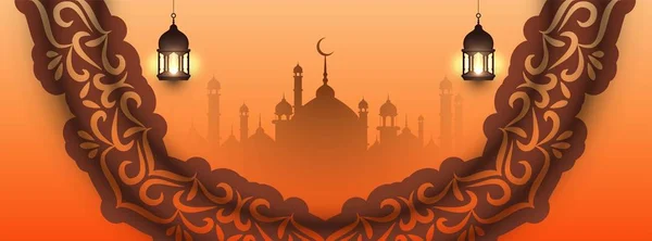 Resumen Eid Mubarak diseño de banner islámico — Archivo Imágenes Vectoriales