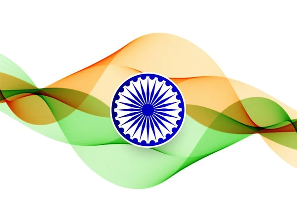 세련된 물결 모양의 인도 국기 테마 배경 — 스톡 벡터