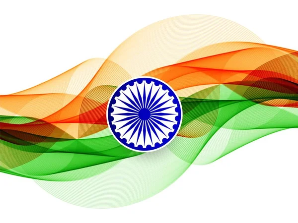 现代优雅波浪印度国旗背景 — 图库矢量图片