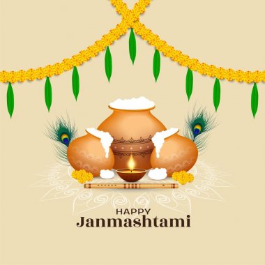 Mutlu Janmashtami Hint şenlikli dekoratif arka plan