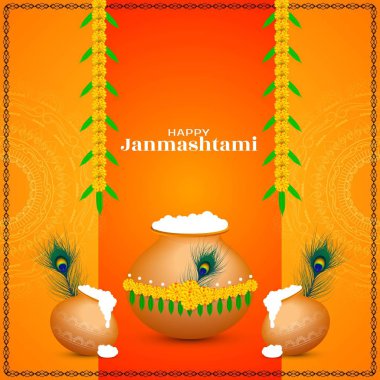 Mutlu Janmashtami Hint şenlikli dekoratif arka plan