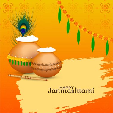 Mutlu Janmashtami Hint festivali dekoratif arka plan vektörü