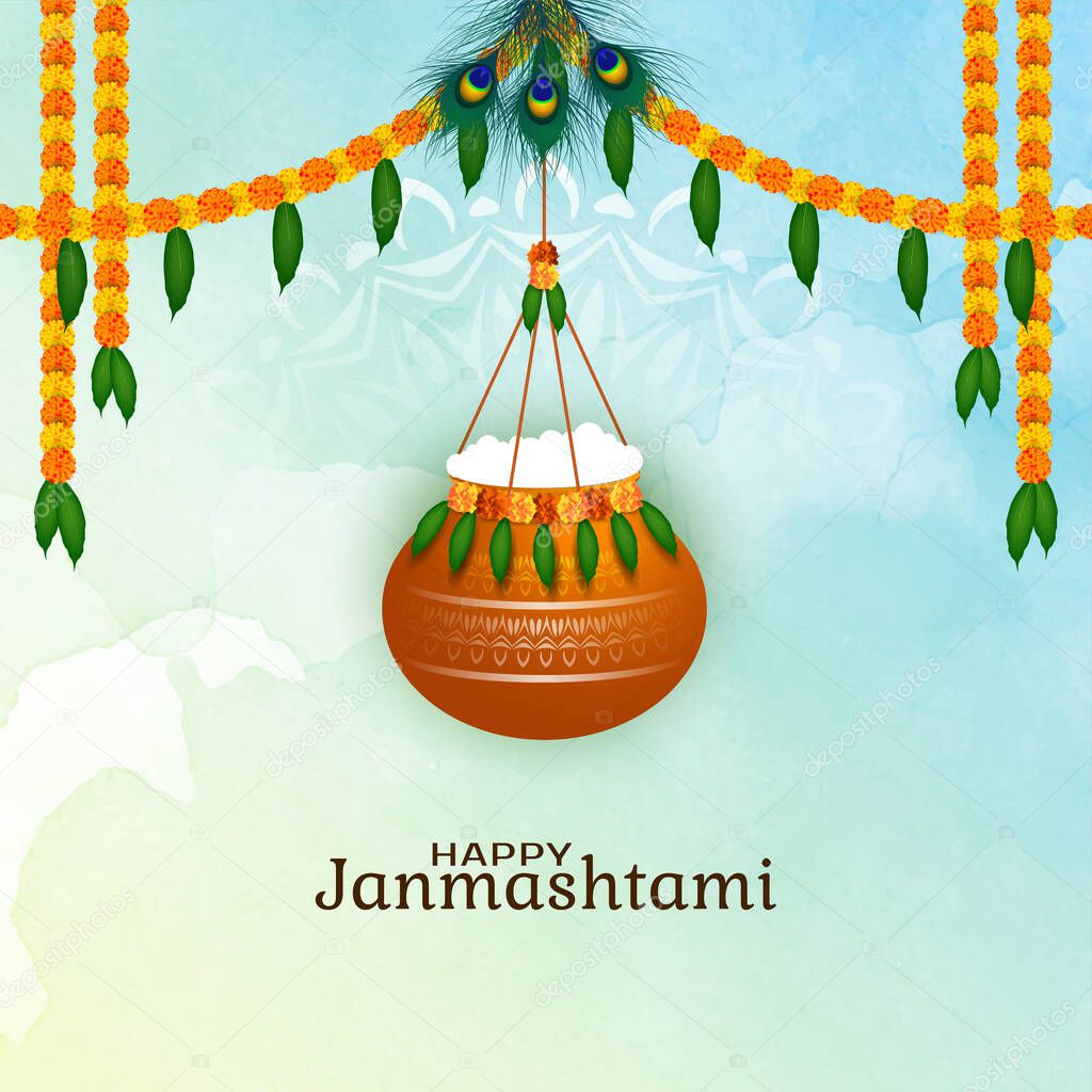 Abstract Happy Janmashtami Indian festival background vector