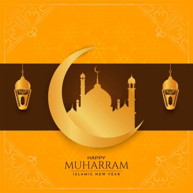 Yeni hijri yılı parlak arkaplan vektörünüz kutlu olsun.