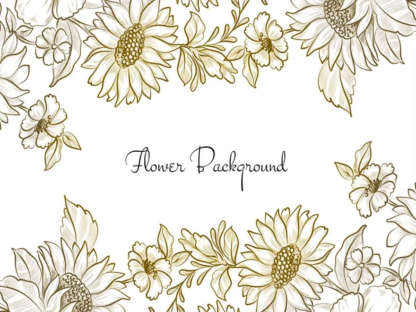 Decorative Hand Drawn Flower Design Elegant Background Vector — Stock Vector