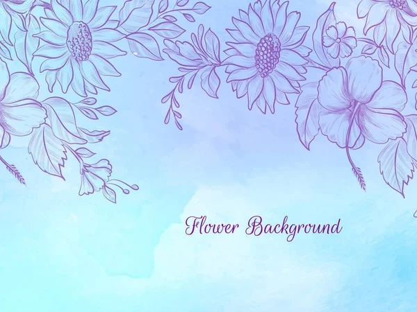 Elegante Von Hand Gezeichnete Blume Design Blau Aquarell Hintergrund Vektor — Stockvektor