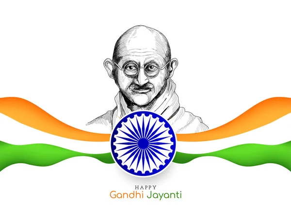 Hint Bayrağı Vektörüyle Mutlu Gandi Jayanti Arkaplanı — Stok Vektör