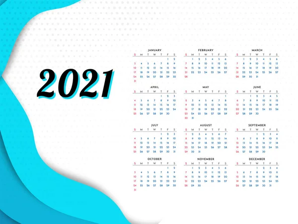 Papercut Vzor 2021 Nový Rok Kalendář Vektor Šablony — Stockový vektor
