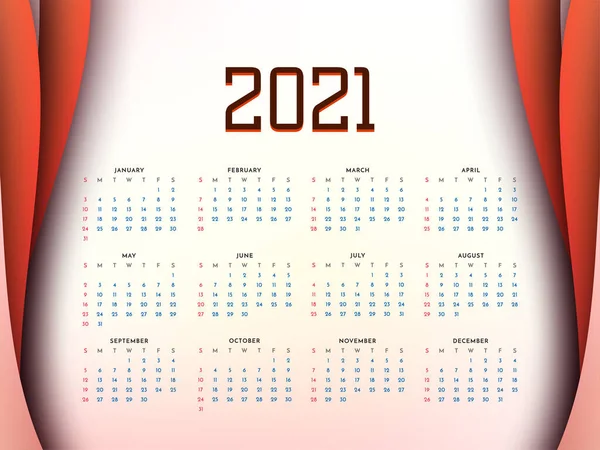 Stijlvolle 2021 Nieuwjaar Kalender Ontwerp Vector — Stockvector