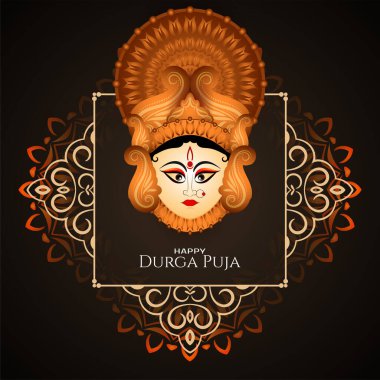 Durga puja festivali arka planında şık çerçeve tasarım vektörü