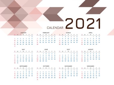 Modern 2021 yeni yıl takvimi mozaik model tasarım vektörü