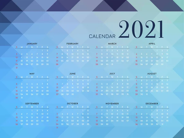 Stijlvol Mozaïek Patroon 2021 Nieuwjaar Kalender Ontwerp Vector — Stockvector