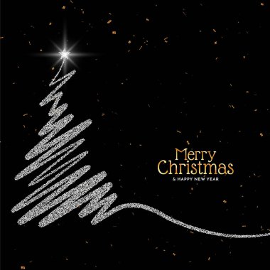 Işıltılı ağaç tasarım vektörüyle Mutlu Noeller