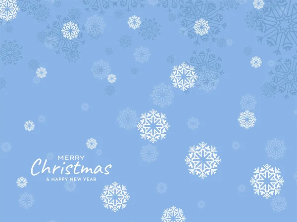 Azul Suave Feliz Navidad Decorativo Copos Nieve Vector Fondo — Vector de stock