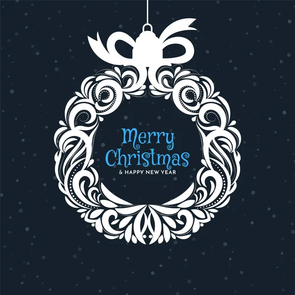 メリークリスマスの背景とともに花のクリスマスボールデザインベクトル — ストックベクタ