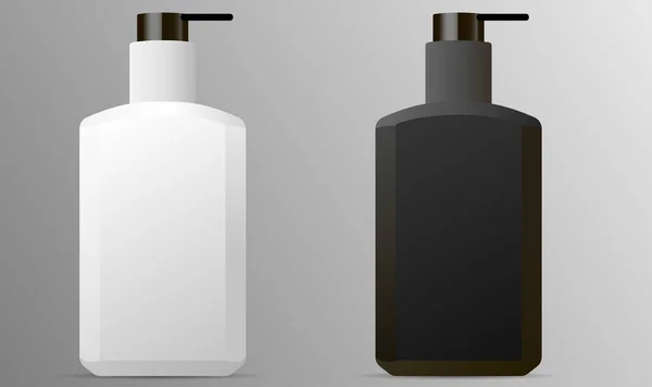 Men Cosmetics Bottle Set Pump Dispenser Packaging Liquid Gel Soap — Stock Vector