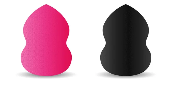 Conjunto Esponja Mezcla Maquillaje Negro Rosa Para Todo Tipo Cosméticos — Vector de stock