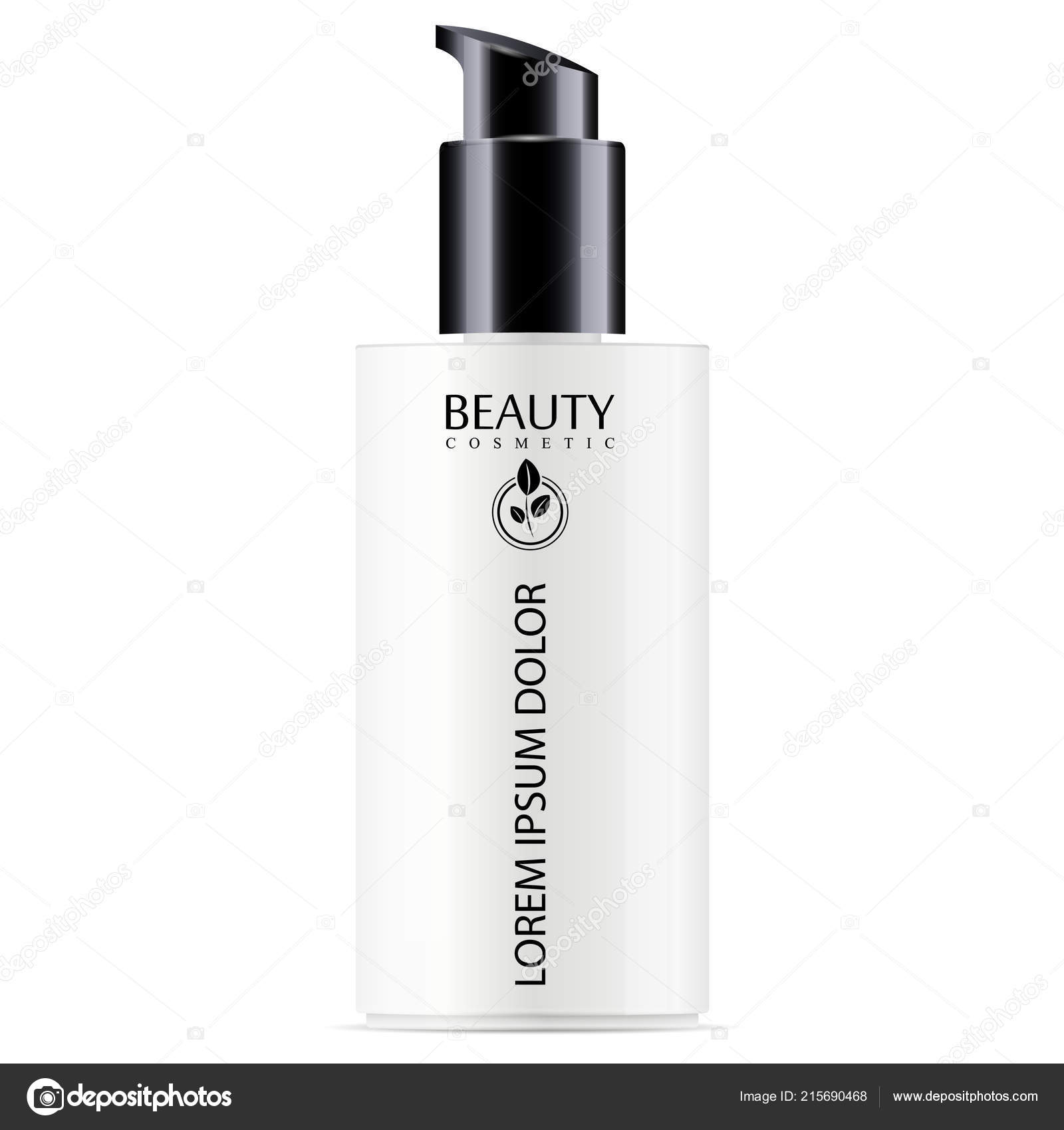 Download White Cosmetic Bottle Black Pump Dispenser Lid Moisturizer Facial Liquid Vector Image By C Sergiibaibak Vector Stock 215690468