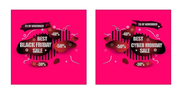 Black Friday Und Cyber Monday Verkauf Abstrakte Moderne Form Banner — Stockvektor