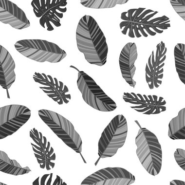 Siyah beyaz çiçek tekstil dikişsiz desen.