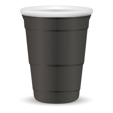 Siyah parti fincan gerçekçi 3d vektör illüstrasyon.