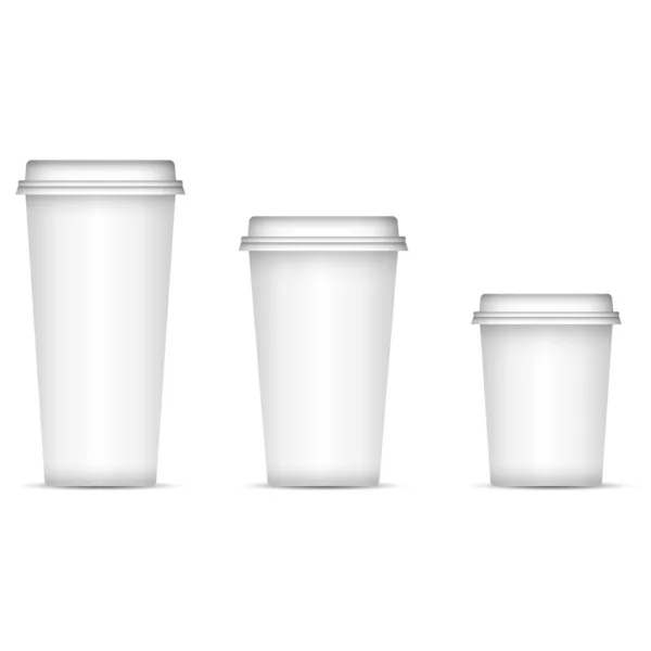 Λευκά φλιτζάνια καφέ που απομονώνονται στο παρασκήνιο — Διανυσματικό Αρχείο