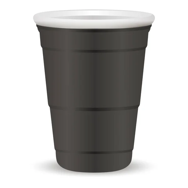 Black party cup realistic 3d vector illustration. — Stock Vector