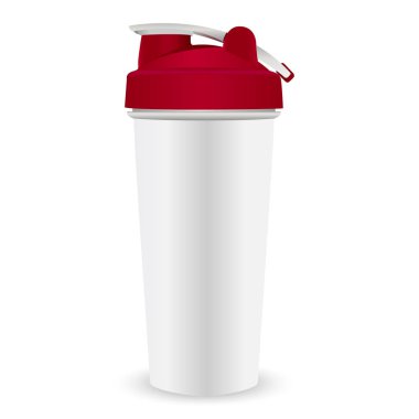 Protein Beslenme shaker. Spor şişesi, kırmızı kapak