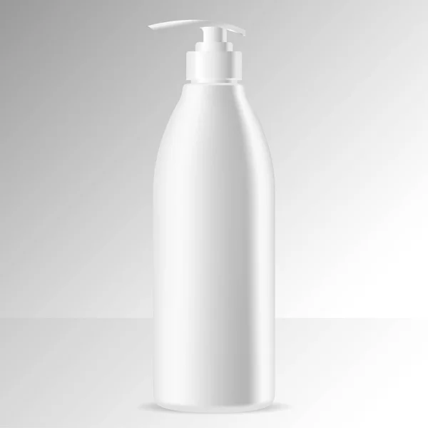 Witte dispenser fles. Pomp kan crème, shampoo — Stockvector