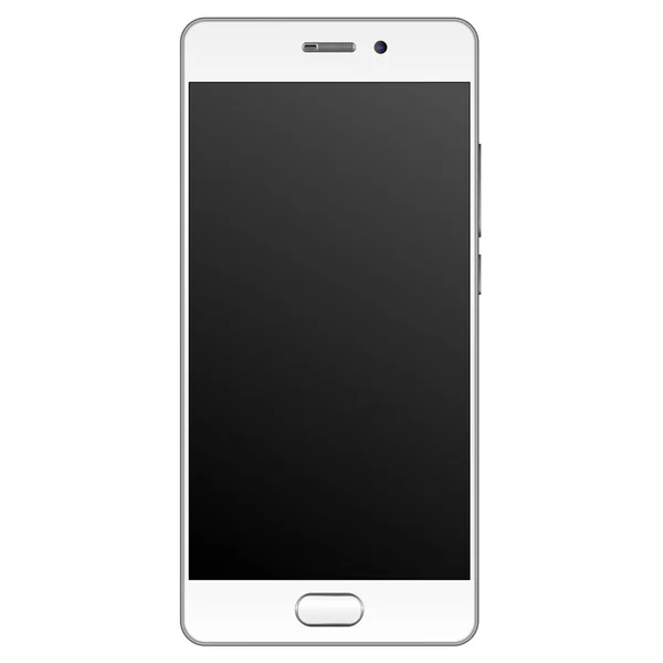Gümüş kenar çerçeveli modern gerçekçi Akıllı Telefon maket. Boş ekran Vektör illüstrasyon ile cep telefonu şablonu. Beyaz arka planda yalıtılmış mobil aygıt.
