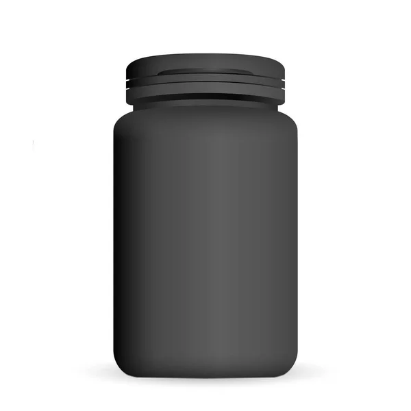 Premium Vector  Supplement jar blank. black protein bottle . whey powder  container.