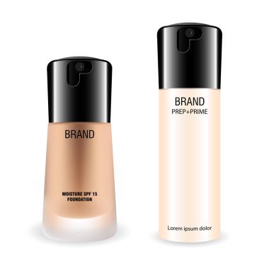 Vakıf kozmetik şişe seti. 3b vektör