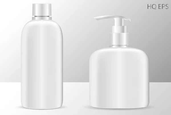 High Quality Shampoo Soap Dispenser Bottles Cosmetic Mockup Eps Vector — Stock Vector