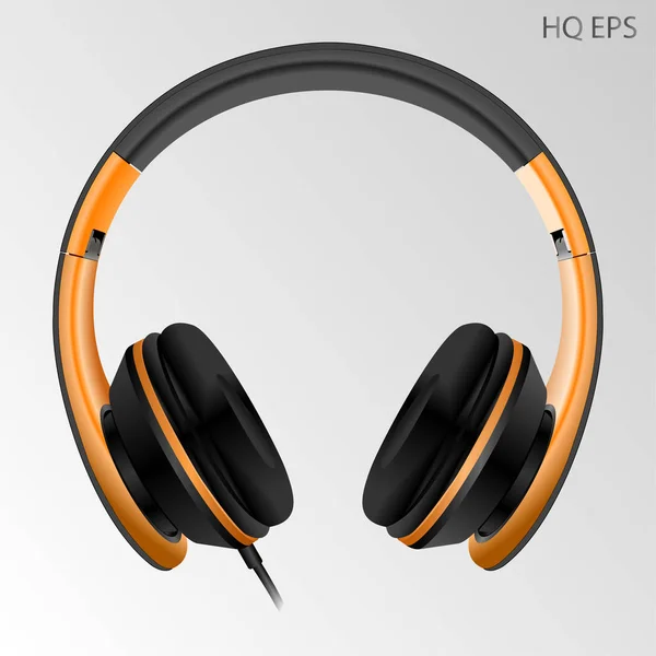 Wireless or corded headphones, earphones set. 3d — Stock Vector