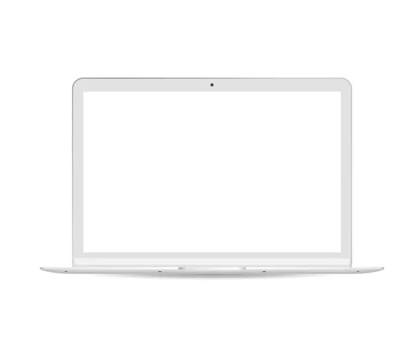 Portable notebook computer with white lcd screen — Stock Vector