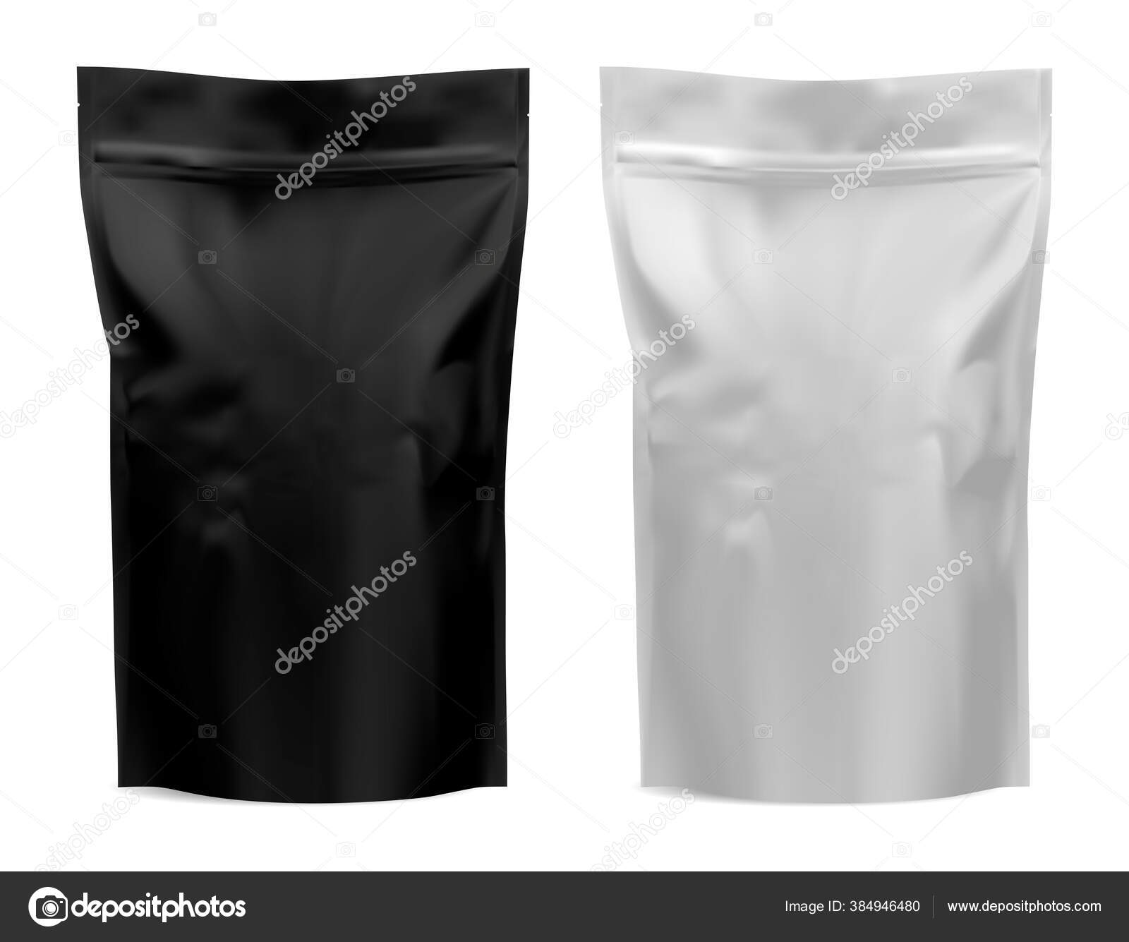 Download Coffee Package Foil Bag Mockup Flour Tea Paper Pouch Blank Vector Image By C Sergiibaibak Vector Stock 384946480