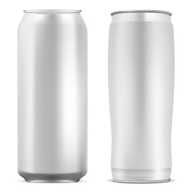 Alüminyum boş olabilir. Yuvarlak soda modelleme şablonu. Gerçekçi 3D metal bira paketi. Soğuk kahve, enerji, teneke kutu. Alüminyum şişe.