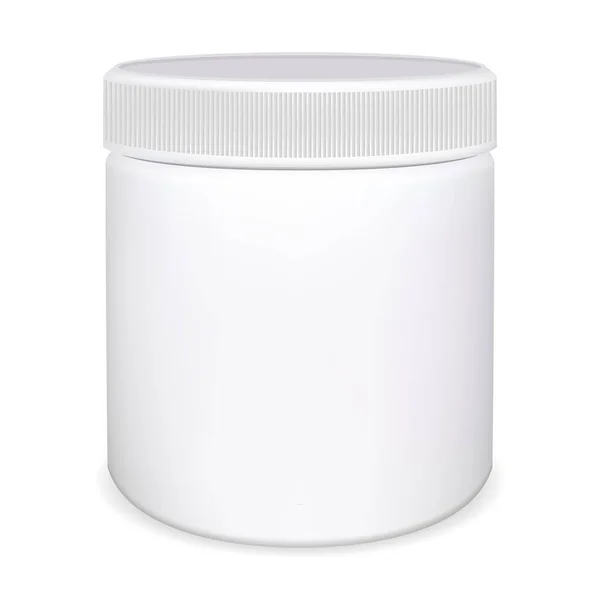 Flacone Pillole Medicinali Vaso Vitaminico Plastica Pacchetto Mockup Vuoto Capsula — Vettoriale Stock