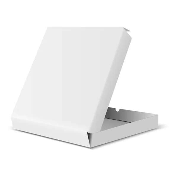 Una Maqueta Caja Pizza Blanco Paquete Comida Rápida Diseño Blanco — Vector de stock