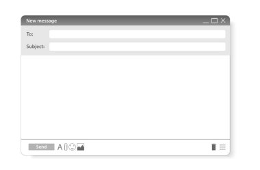 Modern web sitesi e-posta sayfası Site formu gönderme ögesi. Çevrimiçi yazışmalar için yaratıcı grafik tarayıcı çerçevesi. Laptop ya da bilgisayar iş iletişimi için e-posta iletisi