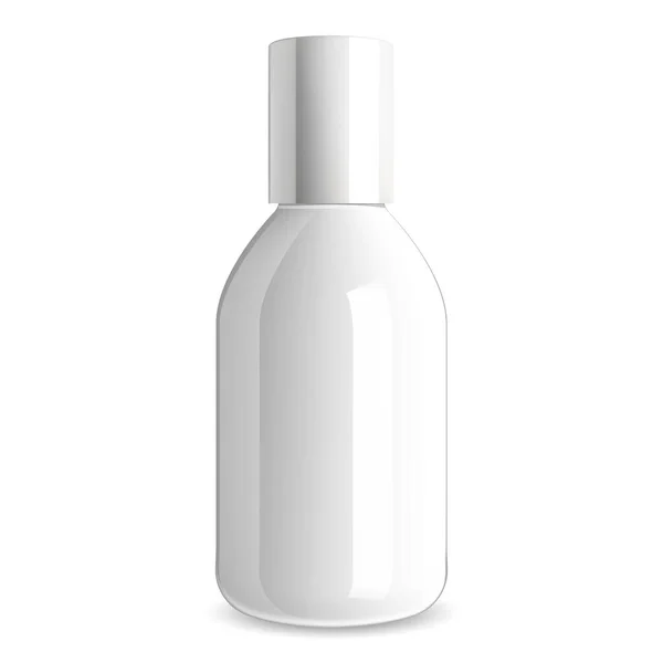 Botol Kosmetik Putih Templat Kemasan Kaca Glossy Untuk Shampo Gel - Stok Vektor