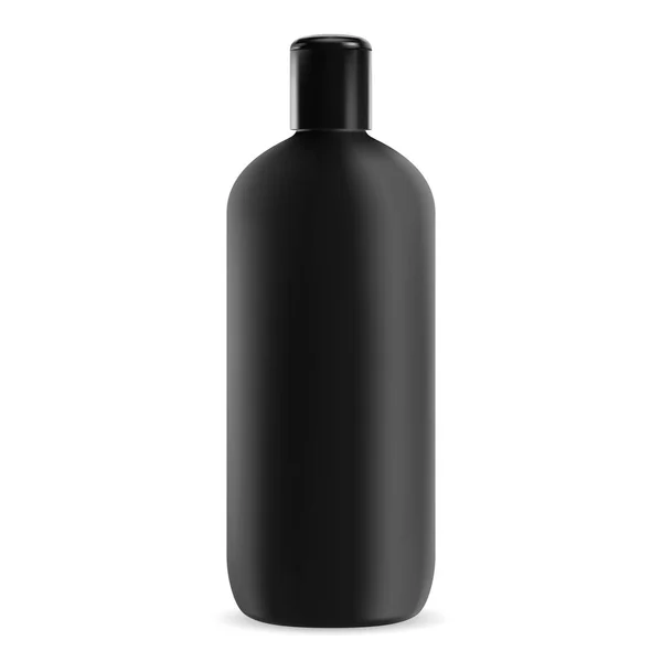 Black Shampoo Bottle Plastic Cosmetic Package Realistic Jar Shower Gel — Stock Vector