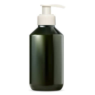 Pompa şişesi. Kozmetik sabun paketleme şablonu. Gerçekçi vektör taşıyıcı çizimi