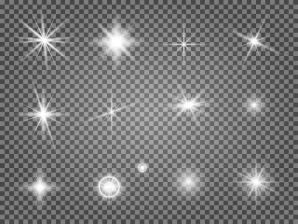 Star flare set. Lens light effect isolated. Special starlight ray collection. Abstract camera flashlight sparkle. Magic solar radiance