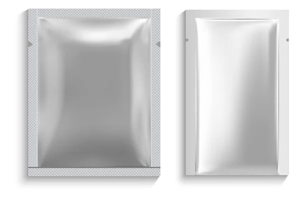 Bolsita Papel Aluminio Bolsa Mascarilla Facial Paquete Blanco Vector Blanco — Vector de stock