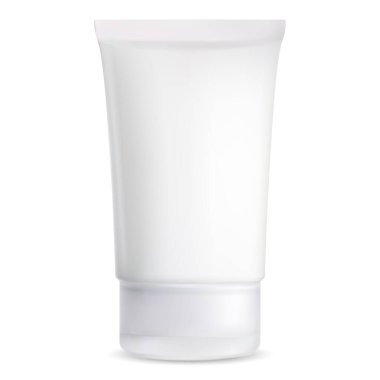 Kozmetik tüp modeli. Kozmetik krem ya da jöle için beyaz plastik ambalaj. Diş macunu ya da merhem ürün şablonu modeli, stand tasarımı. Şampuan ve el kremi için izole edilmiş yumuşak paket.